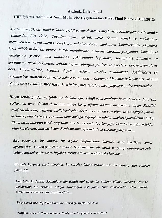 Final Sınavında Profesör Burcu Demirel'den Öğrencilerine Hayat Dersi s13hlb - Final Sınavında Profesör Burcu Demirel'den Öğrencilerine Hayat Dersi