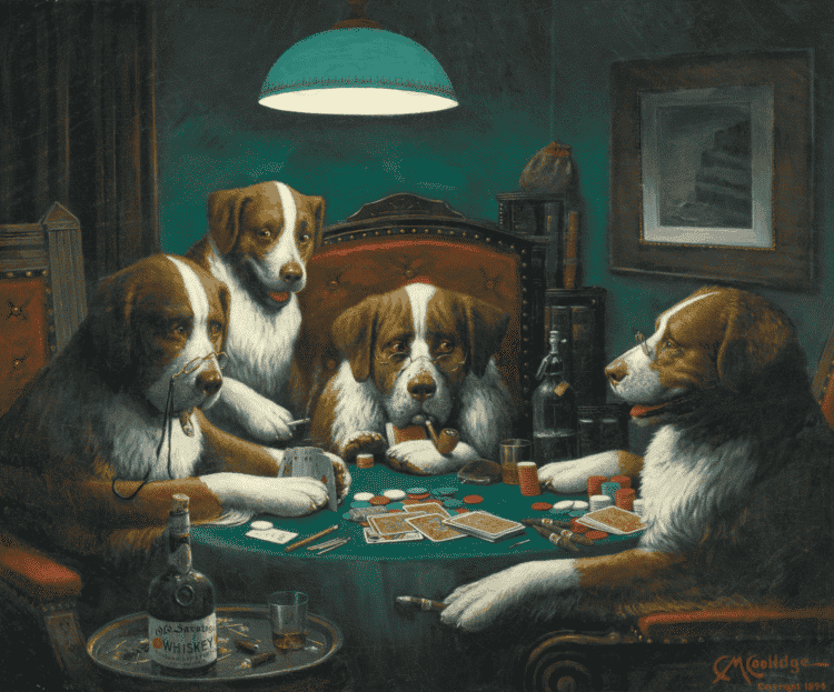 Chiens jouant au poker