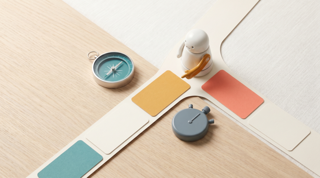 A compass, a stopwatch and a branching path — a 60-second AI career pivot tool