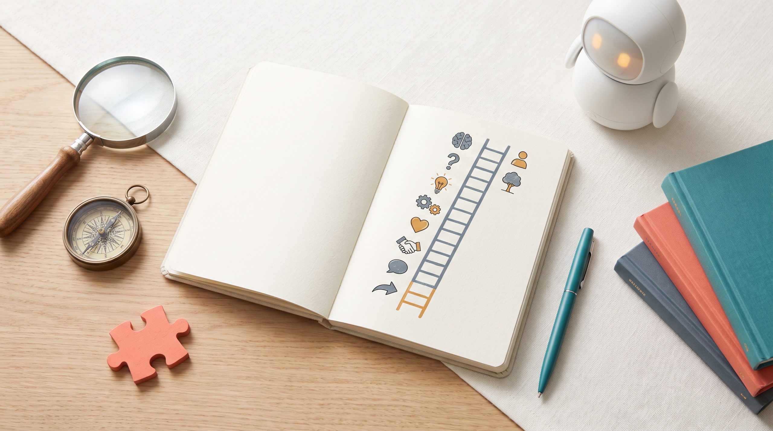 Cognitive skills that resist AI automation, editorial flat-lay